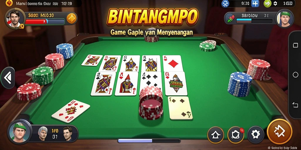 Screenshot BINTANGMPO menampilkan gameplay Gaple yang seru dan interaktif.