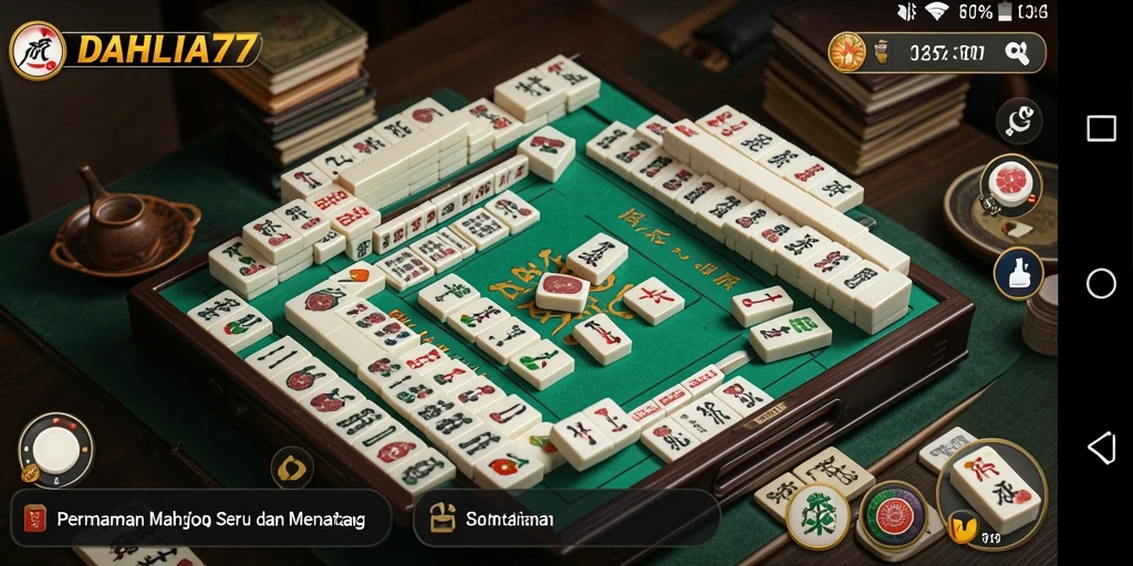 Tampilan gameplay DAHLIA77 yang menampilkan kecerdasan dan strategi Mahjong.