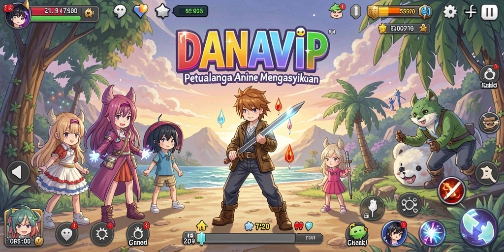 Tampilan gameplay yang menakjubkan dari DANAVIP dalam dunia Anime.