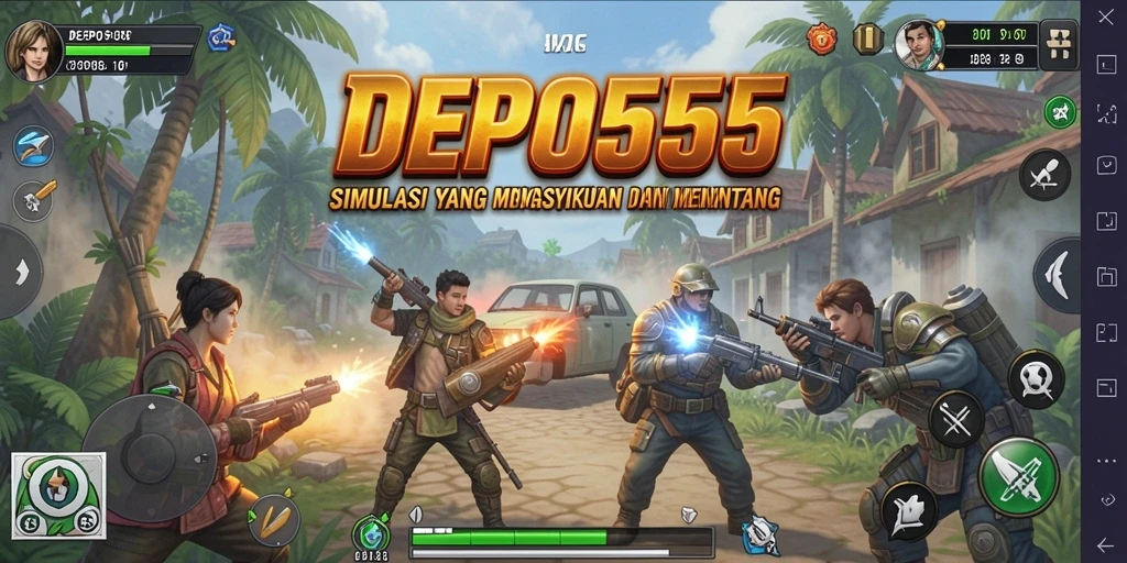 Screenshot utama DEPO555 menampilkan gameplay simulasi yang mendalam.