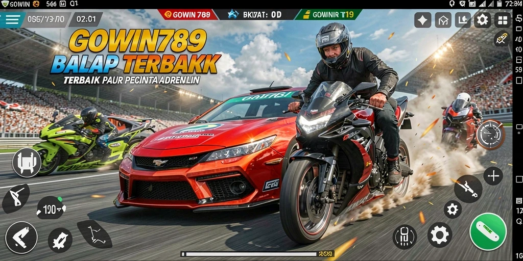 Gameplay GOWIN789 yang penuh aksi dan mobil balap yang menakjubkan.