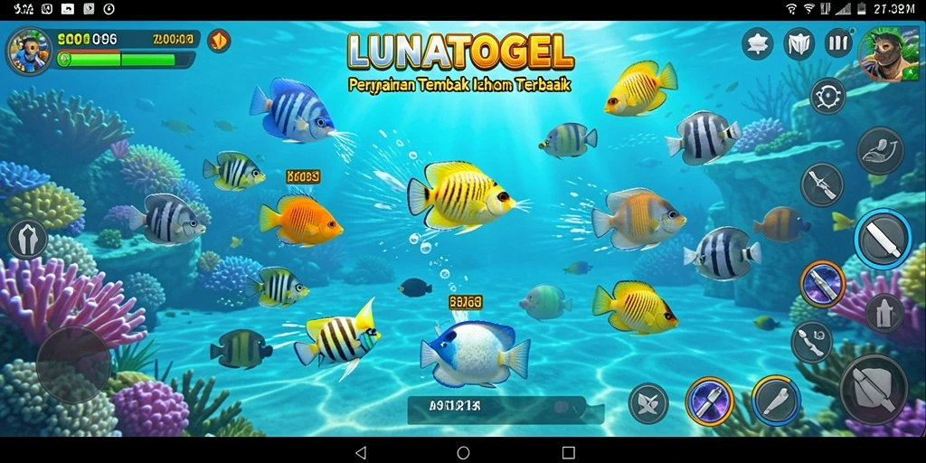 Screenshot gameplay seru dari LUNATOGEL saat menangkap ikan.