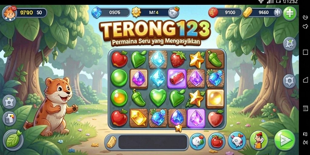 Tampilan gameplay seru di TERONG123 dengan kombinasi Match-3.