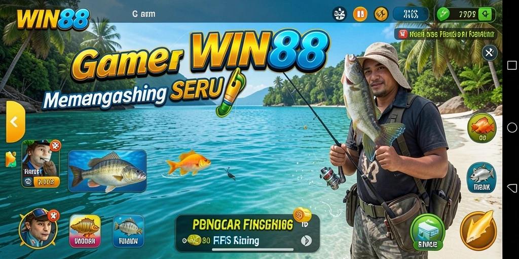 Screenshot gameplay WIN88 yang menunjukkan aksi memancing seru.